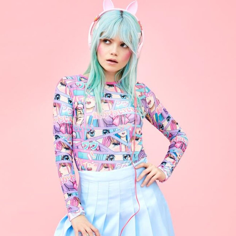 Dollskill Sugarthrillz manga panel mesh top